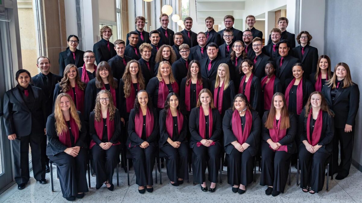 Choir Students sitting together for yearly pic