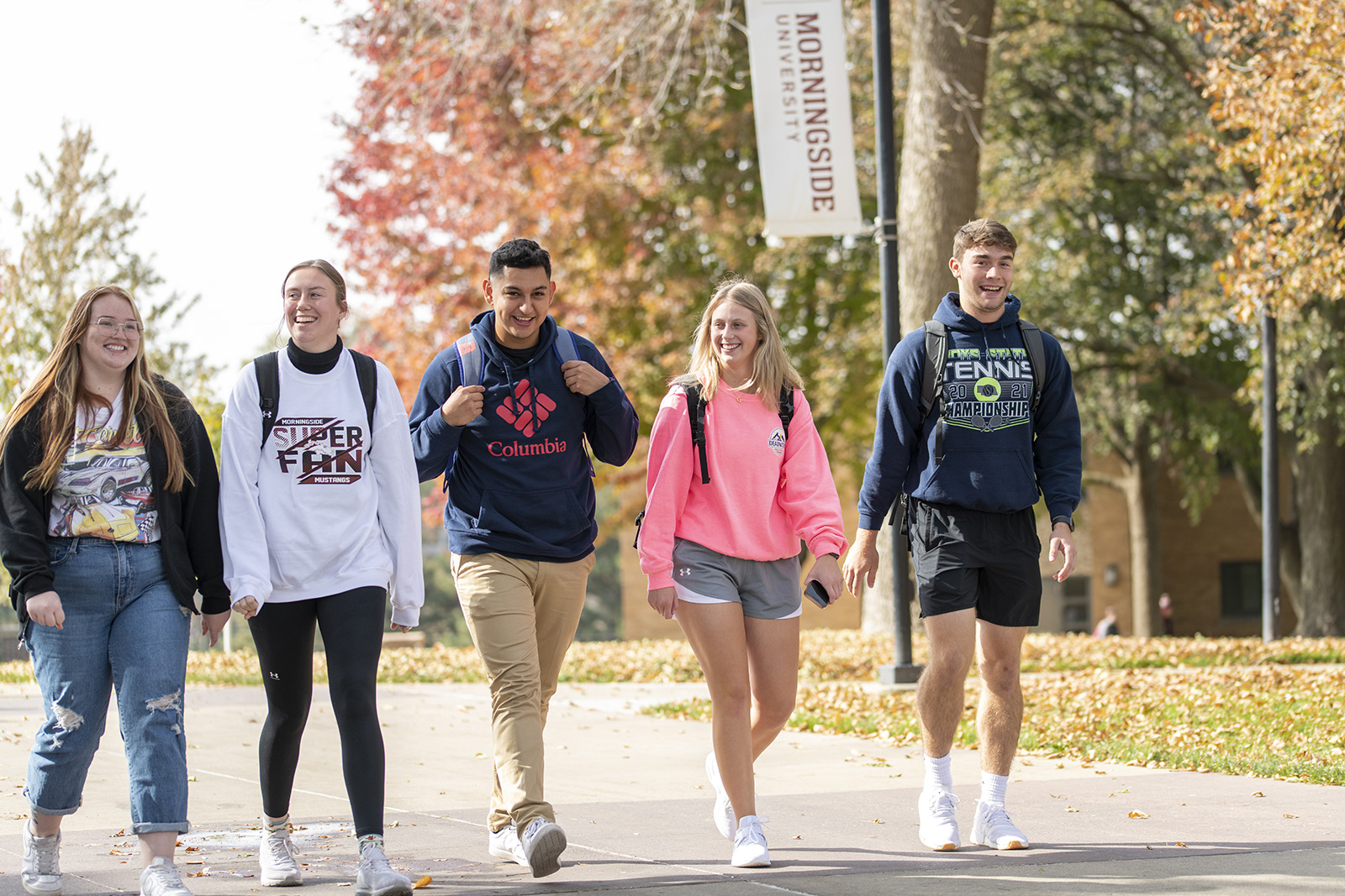 Students walking together in autumn