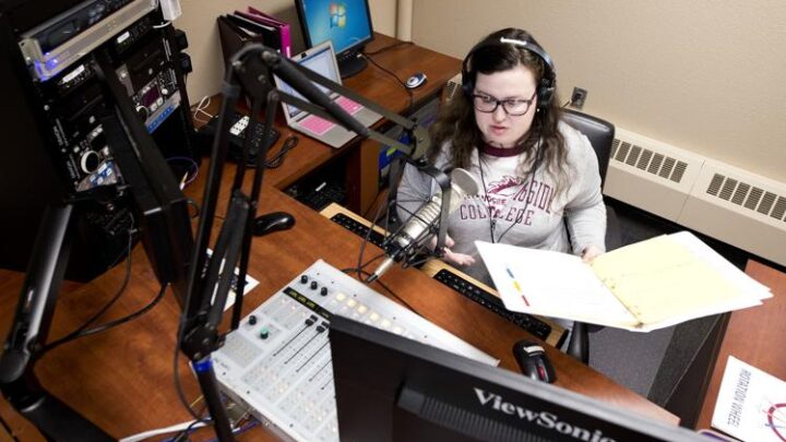 The on-campus radio station is one of the experiential learning opportunities that students who choose a communication major can enjoy.