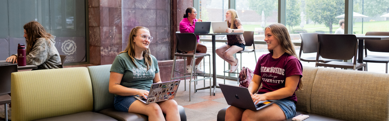 Students studying and talking in Buhler Rolfs Hall