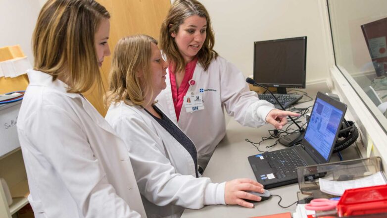 DNP Students Looking At Computer