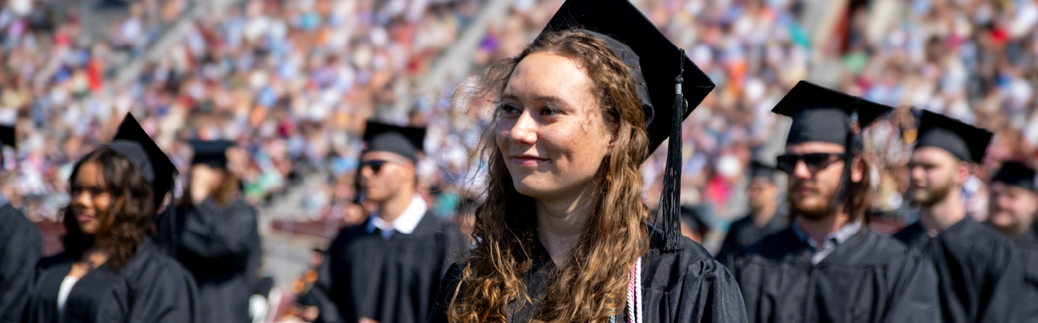 graduate at commencement ceremony