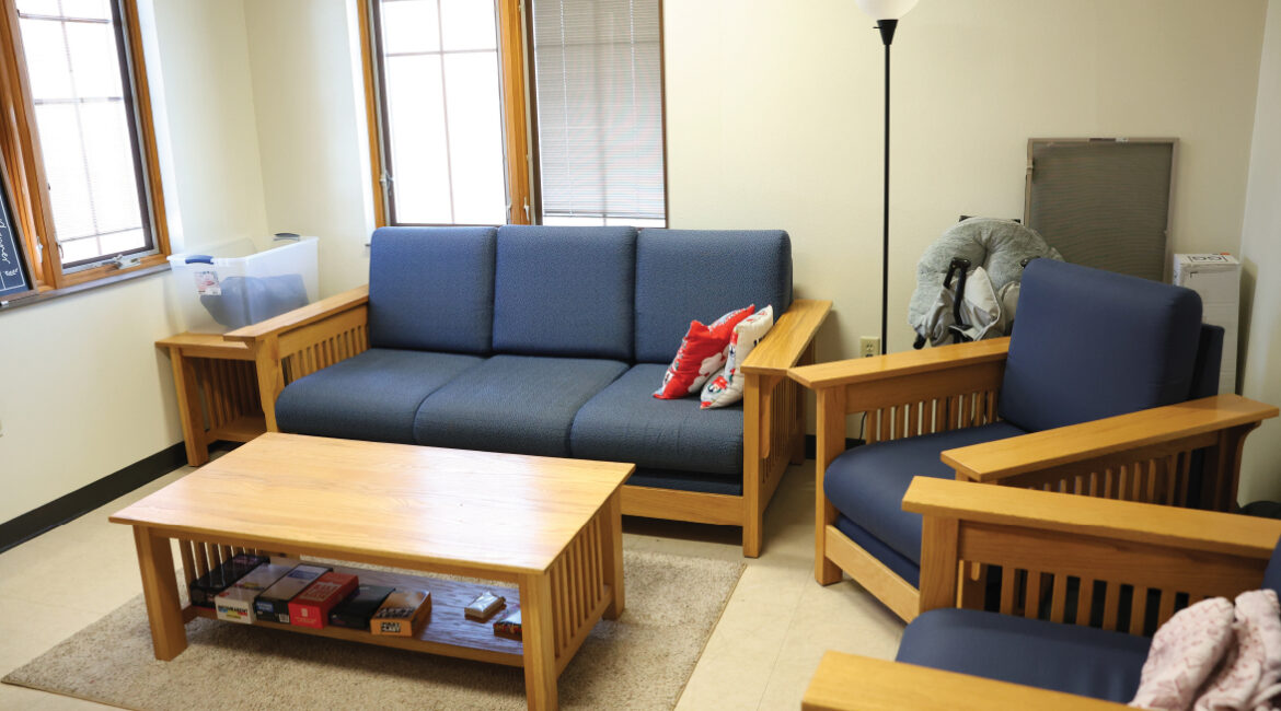 Lags living room show a couch, two chairs, and a coffee table. 