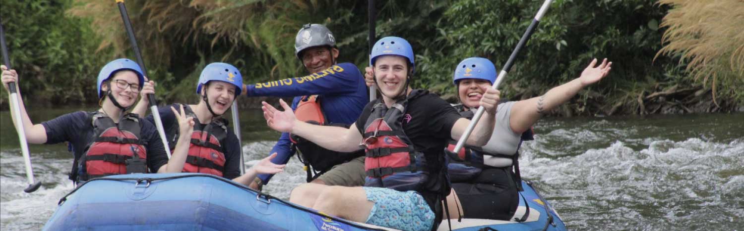 students white water rafting in Costa Rica