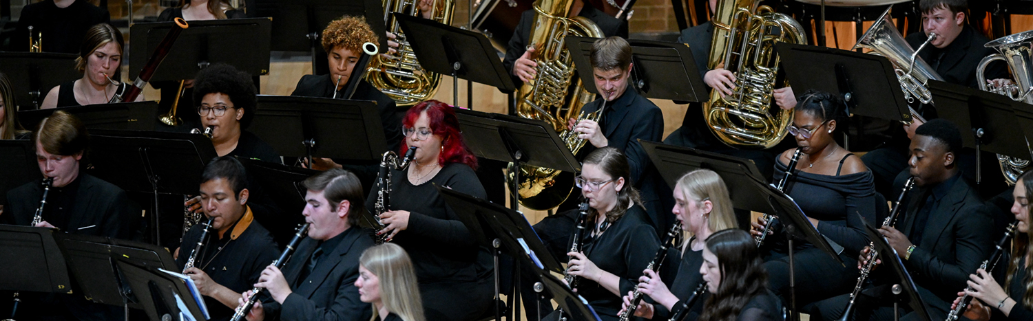 Top-down view of a student orchestra performance