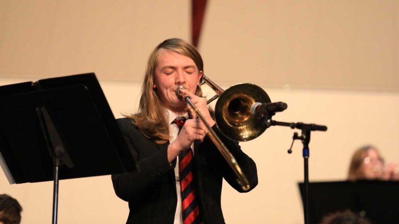 Student Playing Trombone