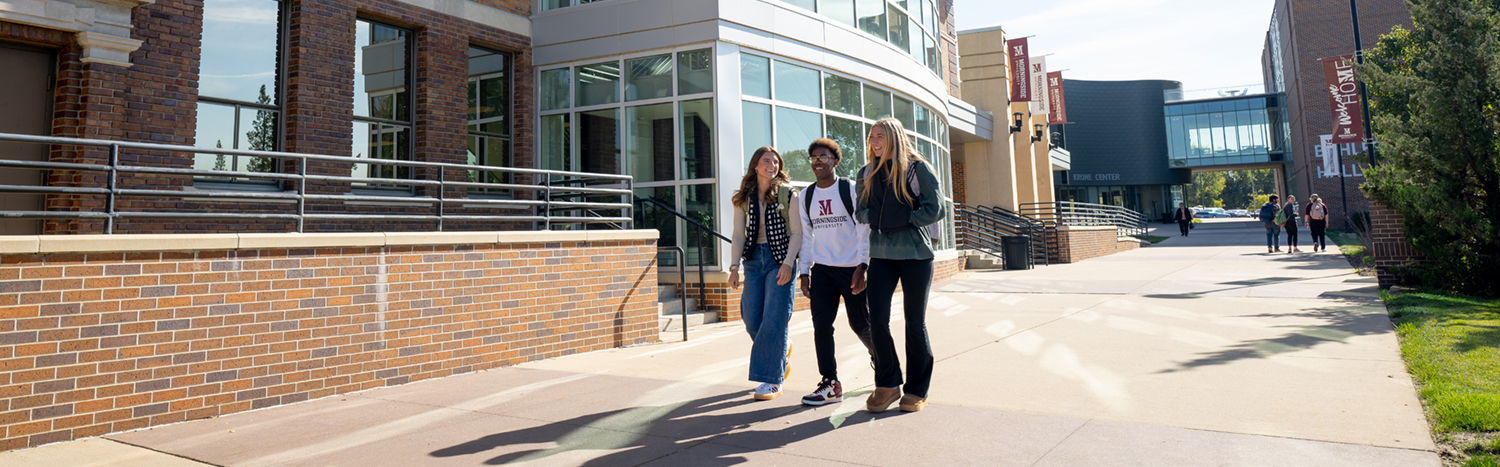 Students walking across campus