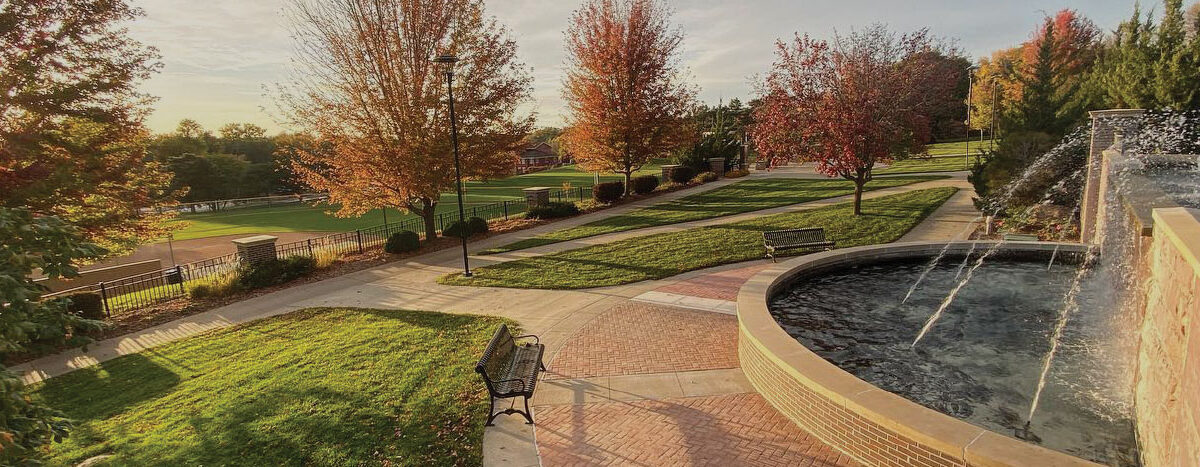 Morningside fountain at sunset