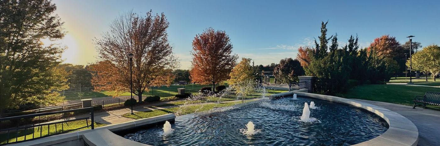 Morningside fountain in the fall