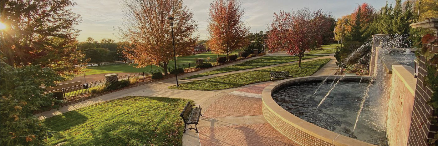 Morningside fountain at sunset