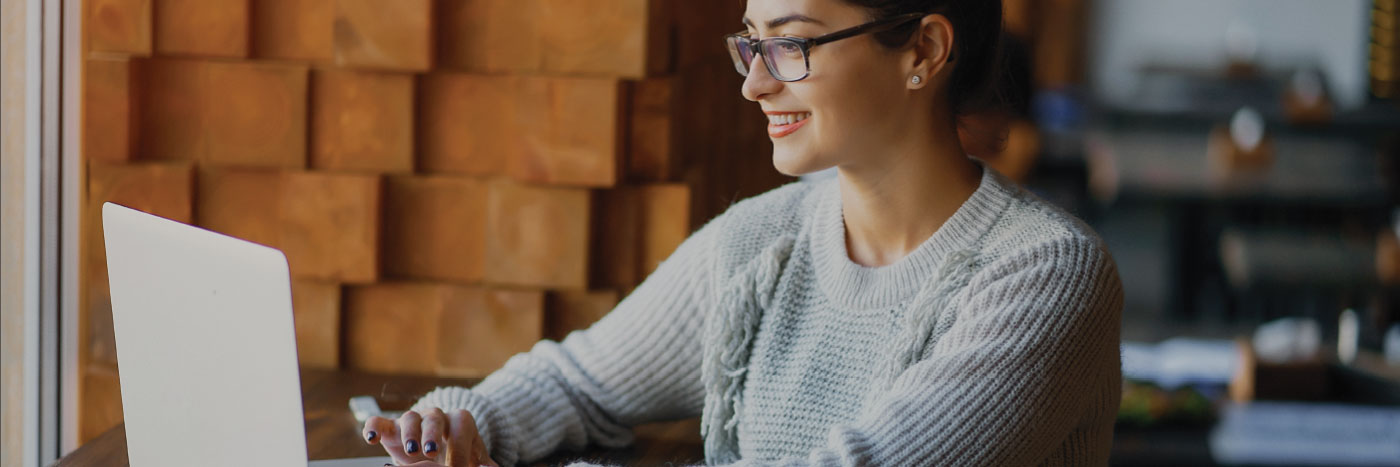 woman studying on computer