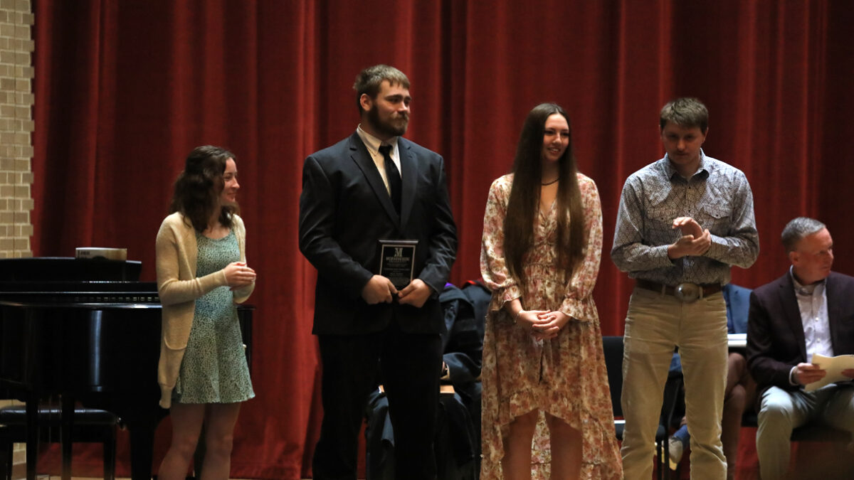 Applied Agriculture and Food Studies students receive awards at the 2024 ODK Honors Convocation.