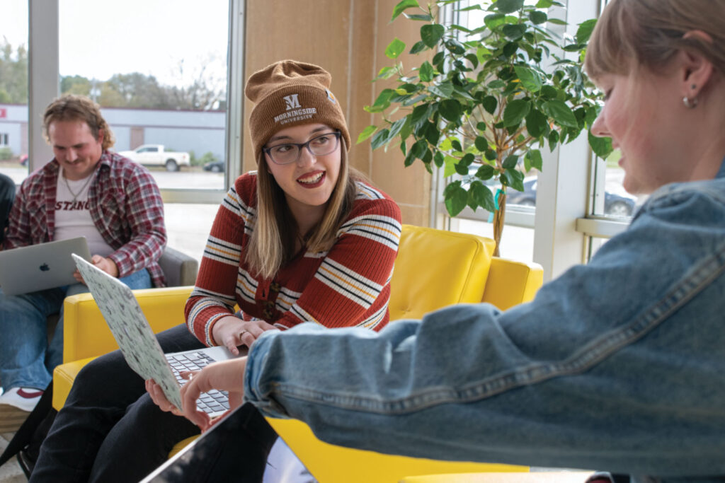 students studying in Eppley lobby