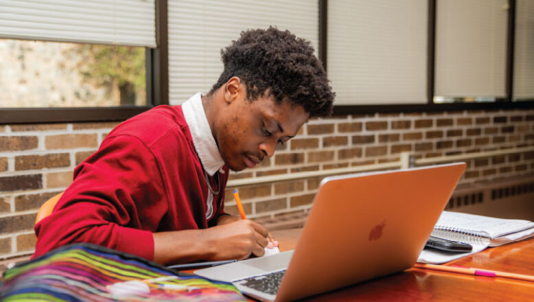 student studying in Lincoln Center