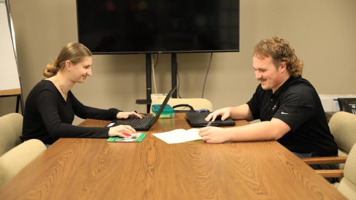 Students working in library, VITA (L) Services